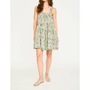 Tiered Floral Mini Dress in Light Green